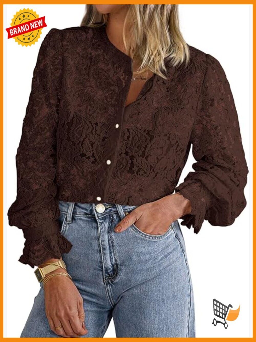 Lace Blouse Long Sleeve Button Down Shirt Dressy Casual Top Fall Fashion